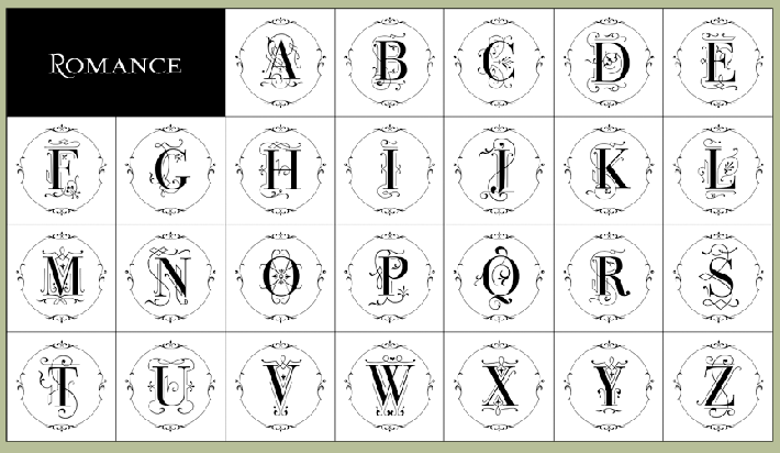 PSA Essentials Single Letter Monogram Stamps - Romance